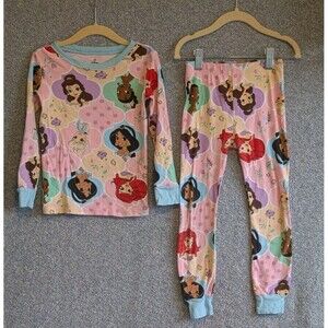 Old Navy Girls Size 5T Disney Princess Pink Long Sleeve Cotton Pajama Set